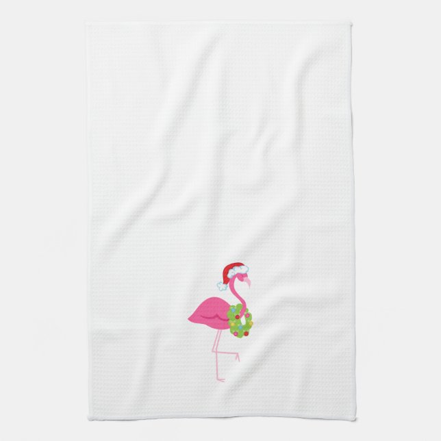 Serviette de Noël avec le Flamant rose rose (Vertical)