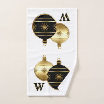 Serviette de Noël en noir et or monogramme
