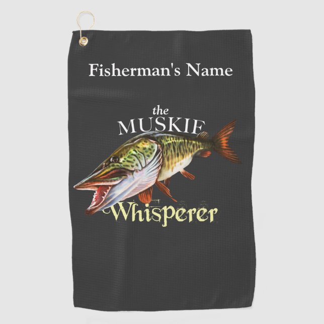 Serviette de pêche foncée Muskie Whisperer personn (Devant)