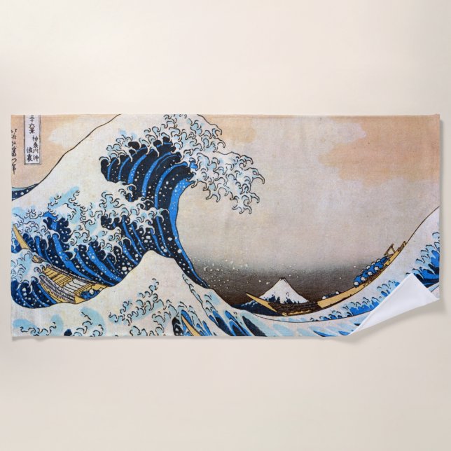 Serviette De Plage 神奈川沖浪裏, grande vague de 北斎, Hokusai, Ukiyo-e (Devant)