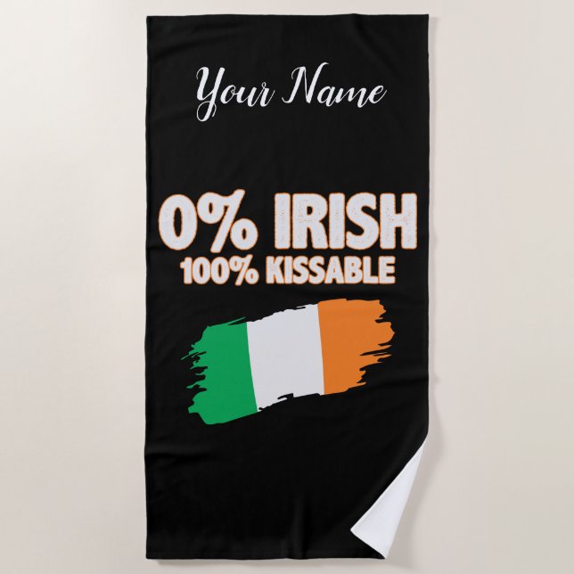 Serviette De Plage 0% Irlandais 100% Kissable (Devant)