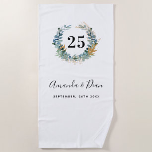 Serviette De Plage 25e couronne d'eucalyptus mariage