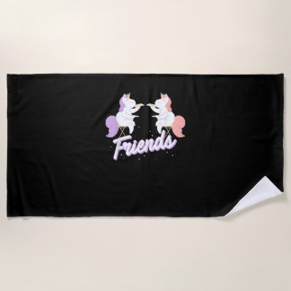 Serviette De Plage 2 licornes boivent un thé T-shirt, Meilleures amie