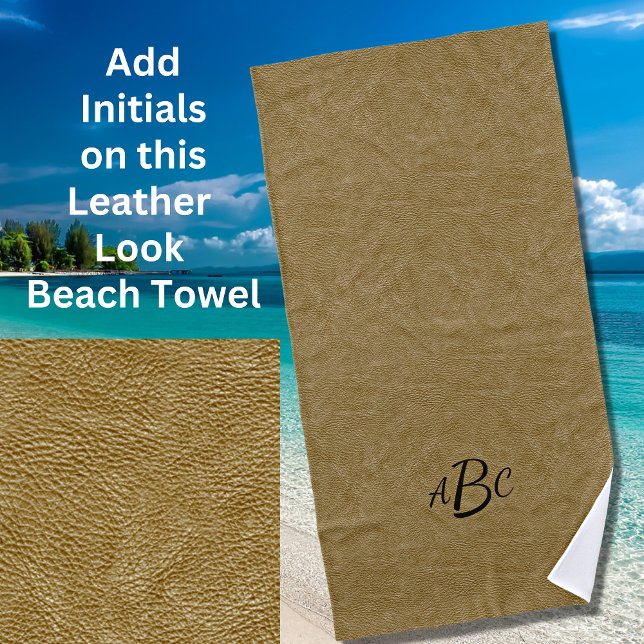 Serviette De Plage 3 Lettre Monogramme Beige Brown initial look (Créateur téléchargé)