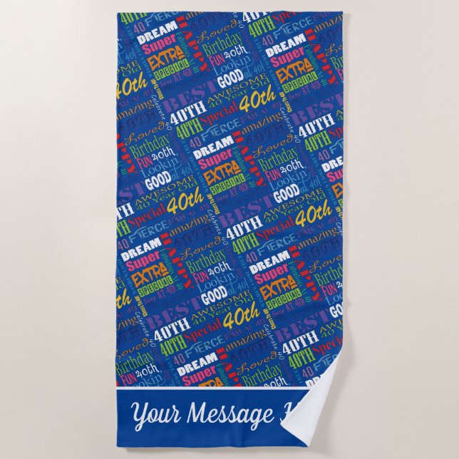 Serviette De Plage 40e anniversaire spécial cadeaux personnalisés (Devant)