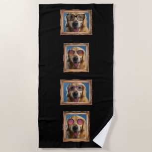 Serviette De Plage 4 Photo Collage Chiens Vintages Chiens de cadre An