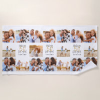 50e anniversaire bonne or noir photo collage chic