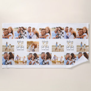 Serviette De Plage 50e anniversaire bonne or noir photo collage chic
