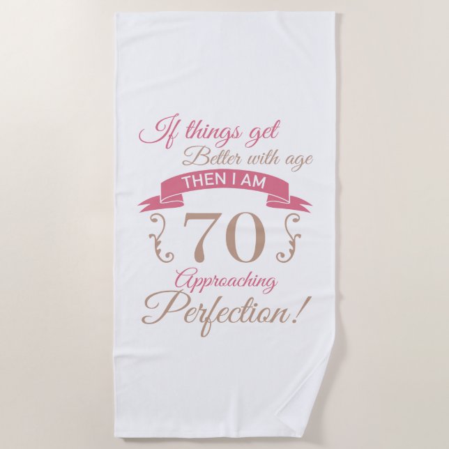 Serviette De Plage 70e anniversaire mieux avec l'âge (Devant)