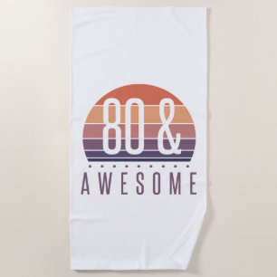 Serviette De Plage 80e anniversaire Retro Sunset