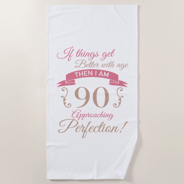 Serviette De Plage 90e anniversaire mieux avec l'âge (Devant)