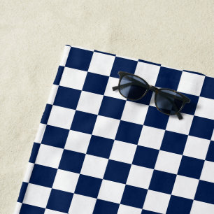 Serviette De Plage À damiers bleu