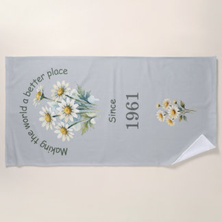 Serviette de plage à marguerite année de naissance