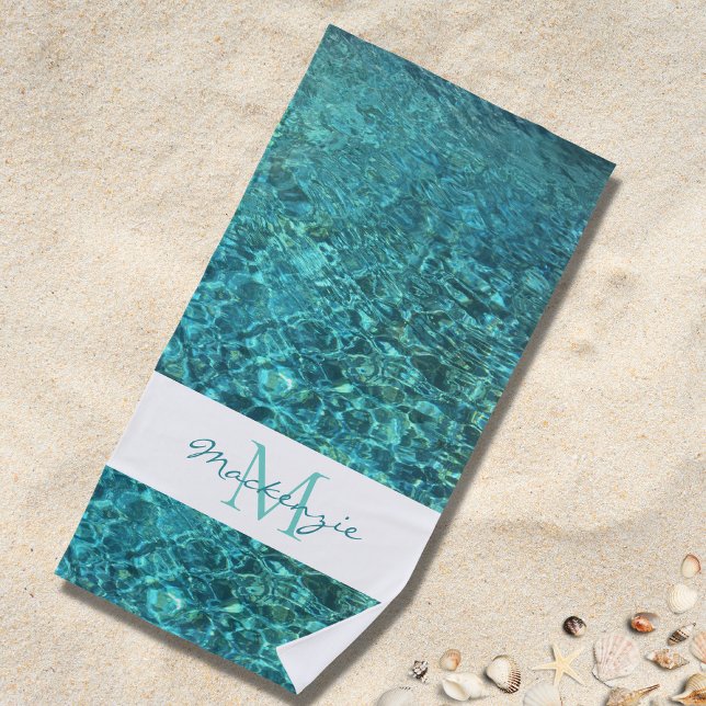 Serviette de plage à monogramme de nom (Créateur téléchargé)