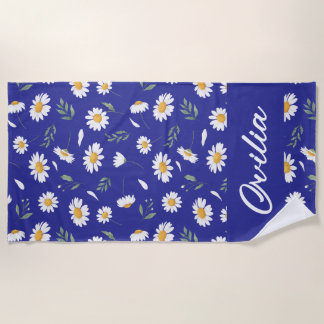 Serviette de plage à monogramme et fleurs de pâque