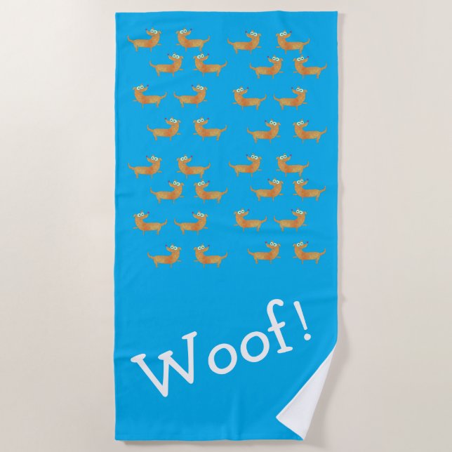 Serviette de plage    à motif de chien de saucisse (Devant)