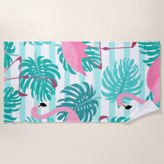 Serviette de plage à motif flamant rose tropical v