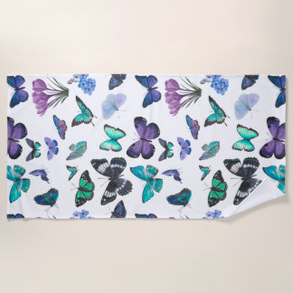 Serviette de plage à motif floral papillon sarcell
