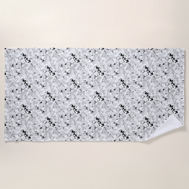 Serviette de plage à motif moderne Marbre Noir Bla (Devant)