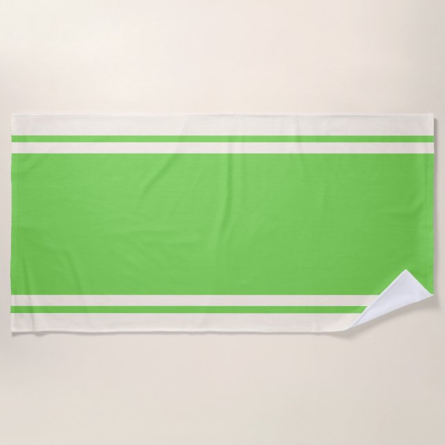 Serviette de plage à rayures côtières - Lime et cr (Devant)