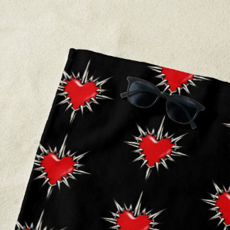 Serviette de plage à sigil en forme de cœur à poin