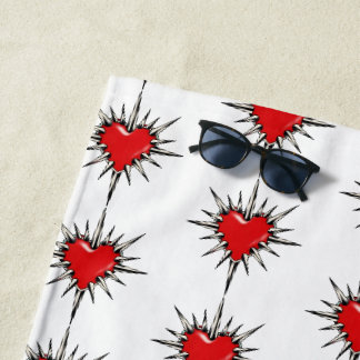 Serviette de plage à sigle de cœur pointu en chrom
