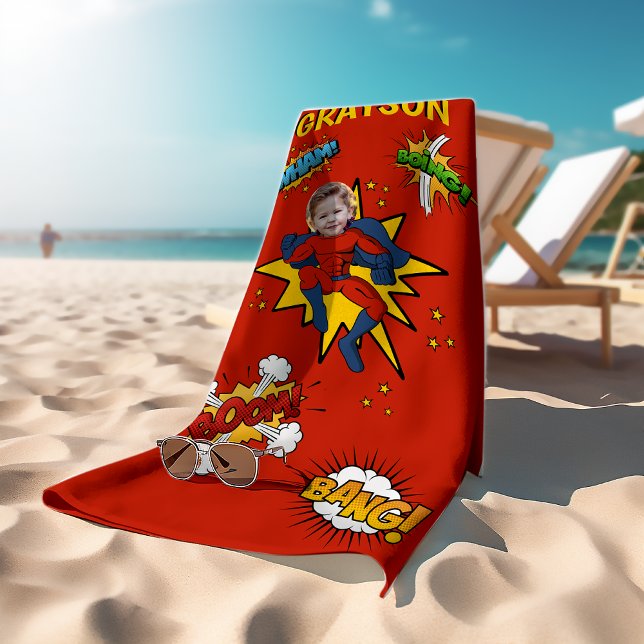 Serviette de plage à thème pour enfants Superhero (Créateur téléchargé)