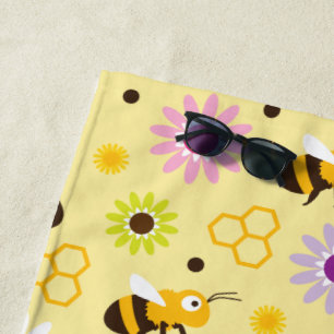 Serviette De Plage Abeille & Fleurs
