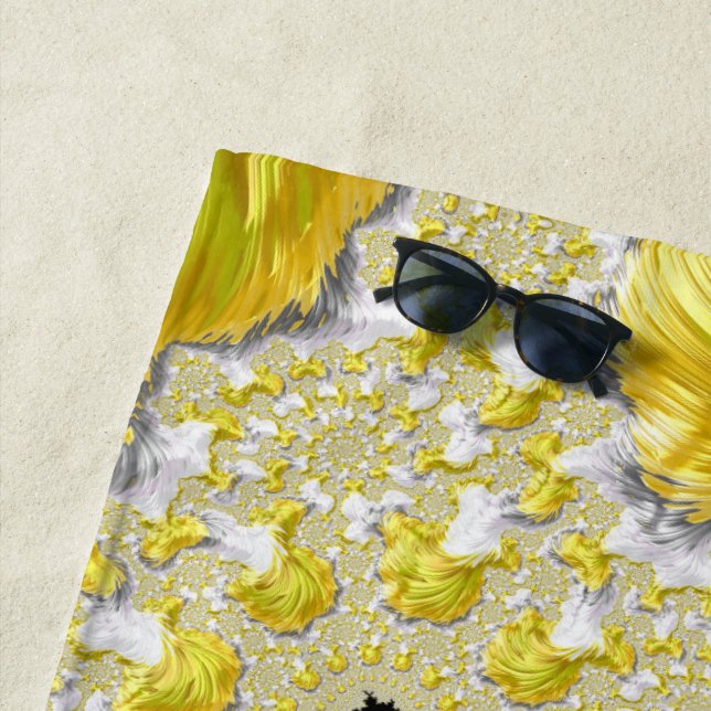Serviette De Plage Abstrait Gold Fractal (En situation)
