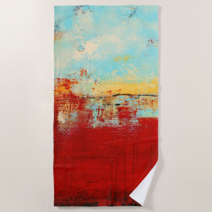 Serviette De Plage Abstrait rouge de l'Alaska