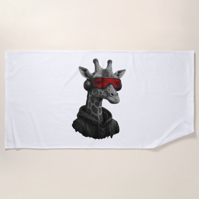 Serviette De Plage Abstraite girafe rouge et noire T-shirt classique (Devant)