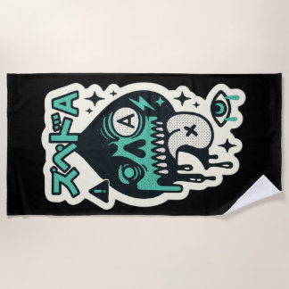 Serviette De Plage Ace de pique — Crâne de goutte Katakana