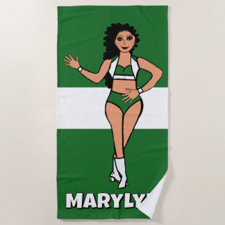 Serviette De Plage Add A Name Beach Towel Green /White