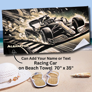 Serviette De Plage Add Name, Racing Car Kicking Up Dust