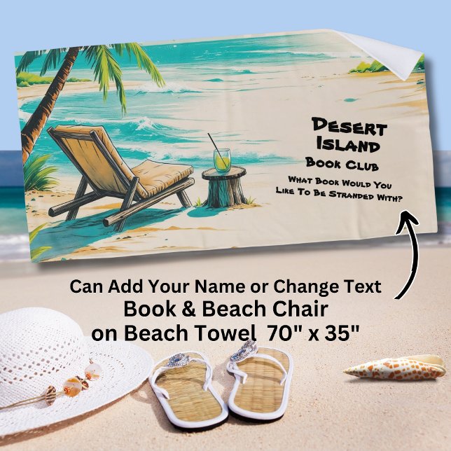 Serviette De Plage Add Name Text,  Desert Island Book Club (Créateur téléchargé)