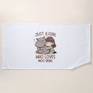 Serviette De Plage Adorable Baby Hippo, Jus Une Fille Qui Aime Moo De