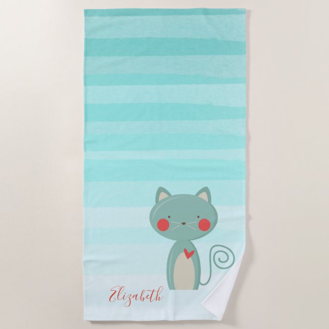 Serviette De Plage adorable chatte de dessin animé Whimsical - Person (Devant)