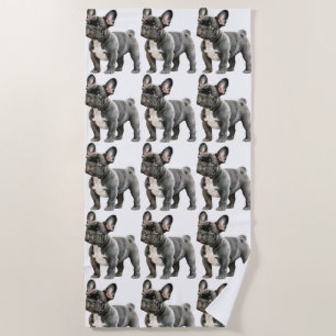 Serviette De Plage Adorable Chien de taureau Français Chien Chien