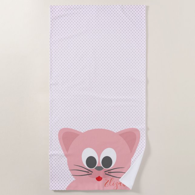 Serviette De Plage Adorable Cute Whimsical Cartoon Chat - Personnalis (Devant)