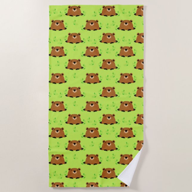 Serviette De Plage Adorable Motif de la marmotte de bois (Devant)