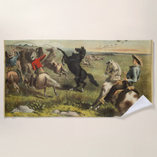 Serviette De Plage Affiche de cow-boy de l'Ouest sauvage de Buffalo B