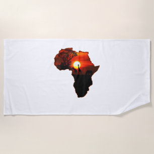 Serviette De Plage Afrique T Carte Chemise De L'Afrique Le Soleil Sud