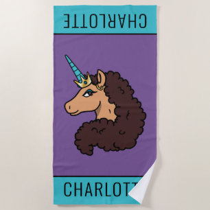 Serviette De Plage Afro Unicorn Divin