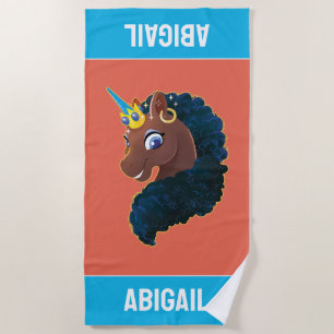 Serviette De Plage Afro Unicorn Magique
