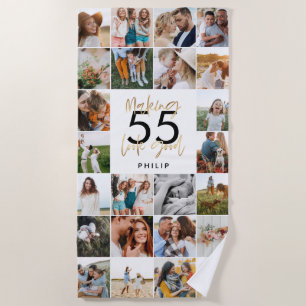 Serviette De Plage âge modifiable chic anniversaire multi photo scrip