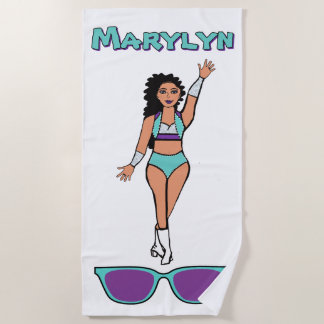 Serviette de plage Ajouter un nom Aqua Violet