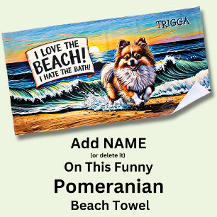 Serviette De Plage Ajouter un nom, Balayage de Poméranie dans le Chie