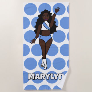 Serviette de plage Ajouter un nom Bleu bébé /Blan