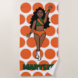 Serviette de plage Ajouter un nom Vert /Orange