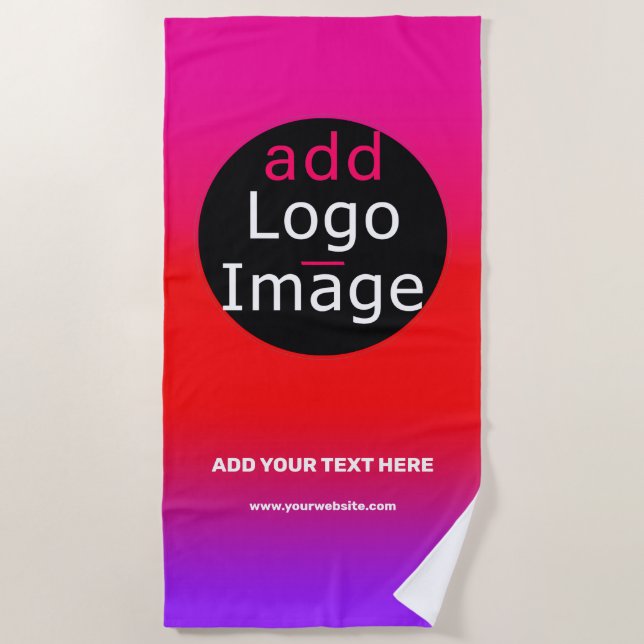 Serviette De Plage Ajouter Votre Logo Personnalisable Business Magent (Devant)